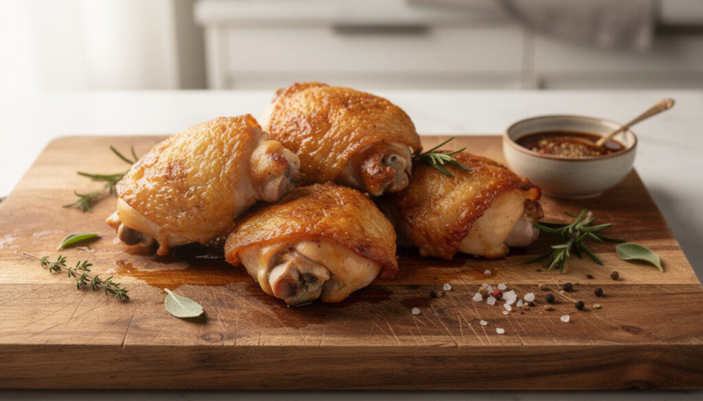 Cuisses de poulet au four ou à l’Air Fryer : temps et température pour une peau croustillante