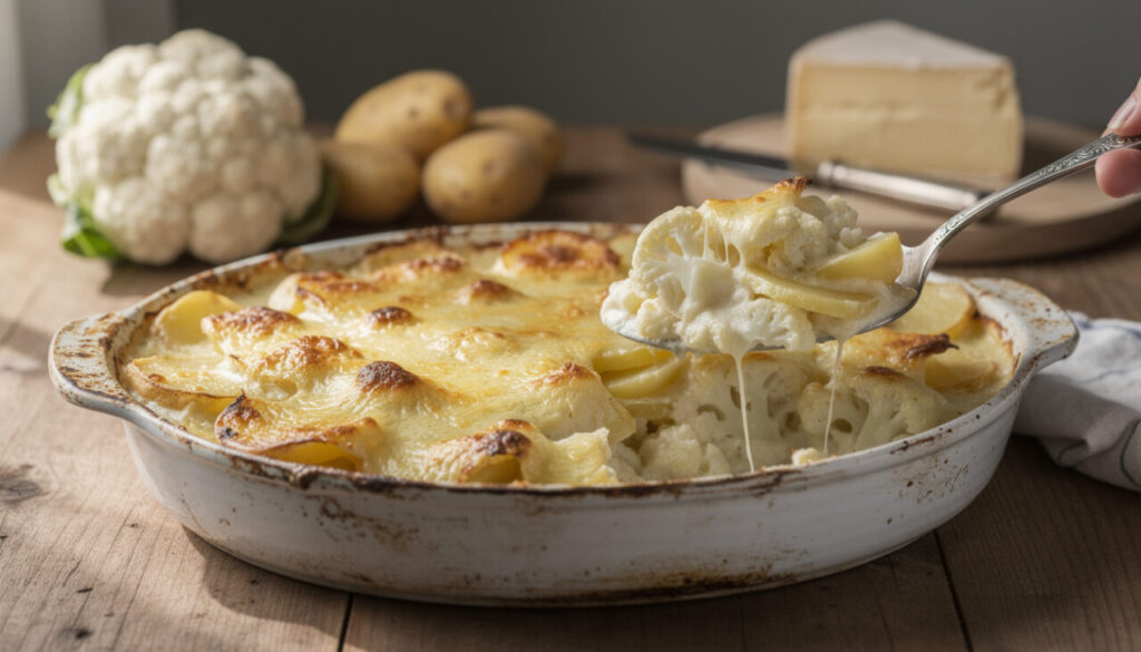 Gratin de chou-fleur et pommes de terre : recette crémeuse au comté