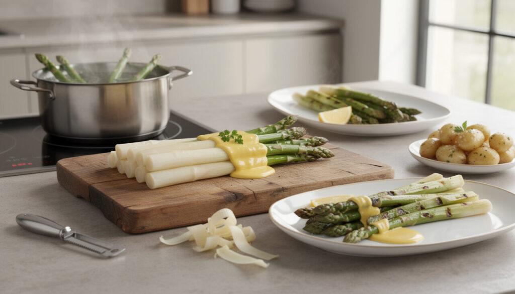 Asperges blanches ou vertes : préparation, cuisson et idées d’accompagnement