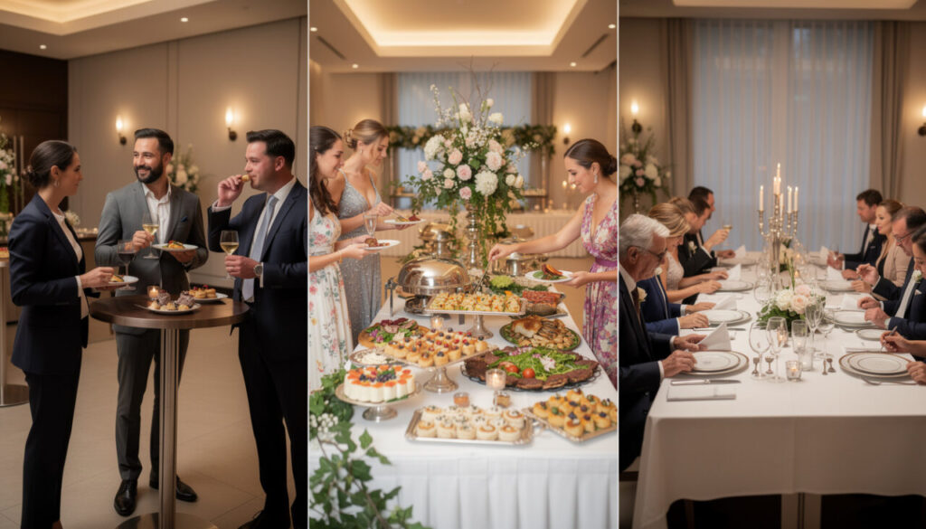 Cocktail dînatoire, buffet ou repas assis : quelle formule choisir pour un mariage ?