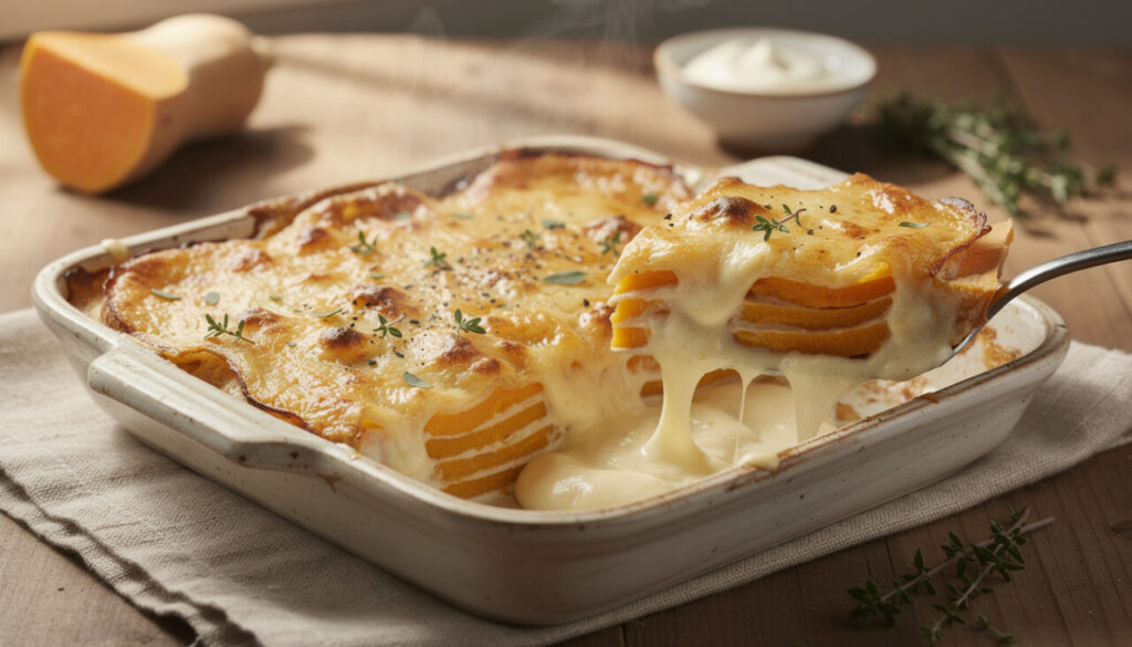 Gratin de butternut sans œuf : recette crémeuse et bien dorée